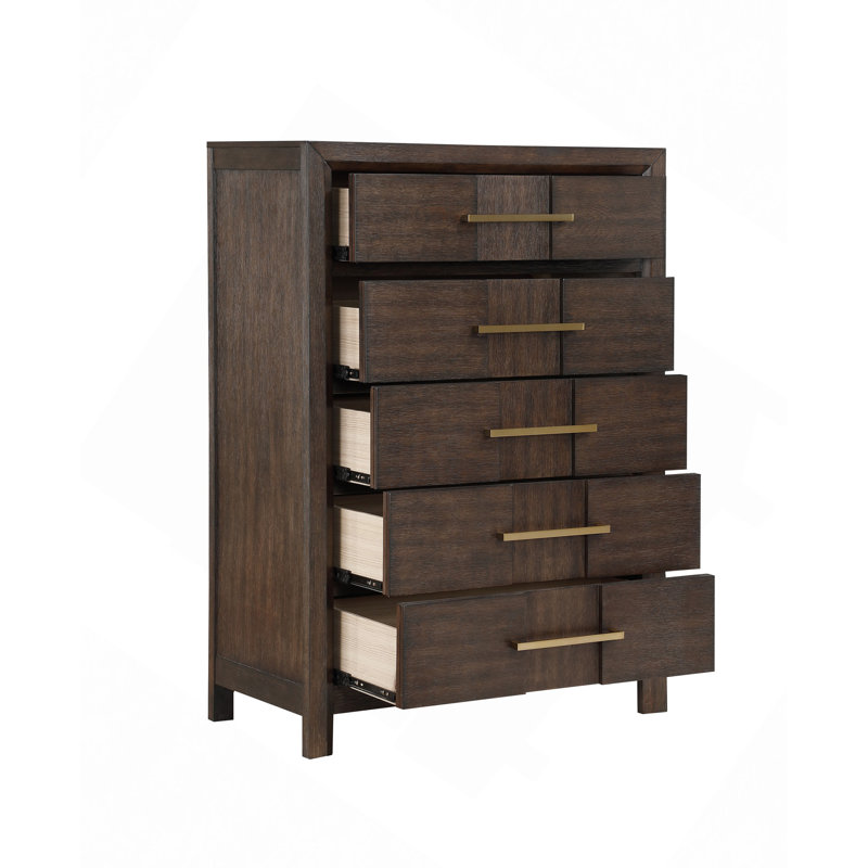 Drawer Dresser, Modern Style Chest Made With Wood, Walnut