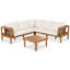 Ensemble de patio 4 pièces en bois d'acacia avec accoudoirs tissés, canapé en L, table basse et coussins pour la détente en plein air-45093536-45093539