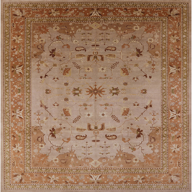 Tapis oriental gris / brun Dzadur, Carré 5 pi