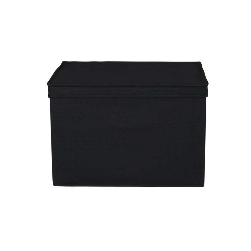 Black Fabric Collapsible Square Storage Box Set with Lids