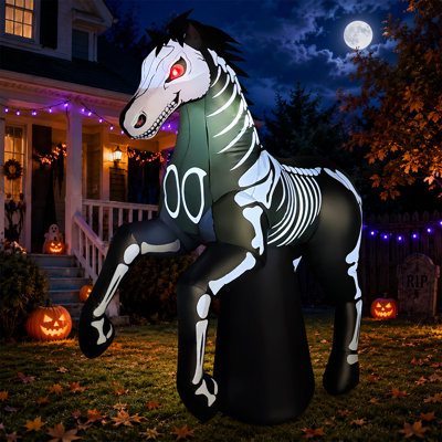  Cheval squelette gonflable d'Halloween de 6,6 pi avec lumières DEL intégrées