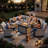 11-Piece Outdoor Patio Conversation Set With Propane Fire Pit Table, 7-Piece Wicker Sectional Sofa & Coffee Table, 2 Swivel Rocking Chairs & Side Table-1661335676