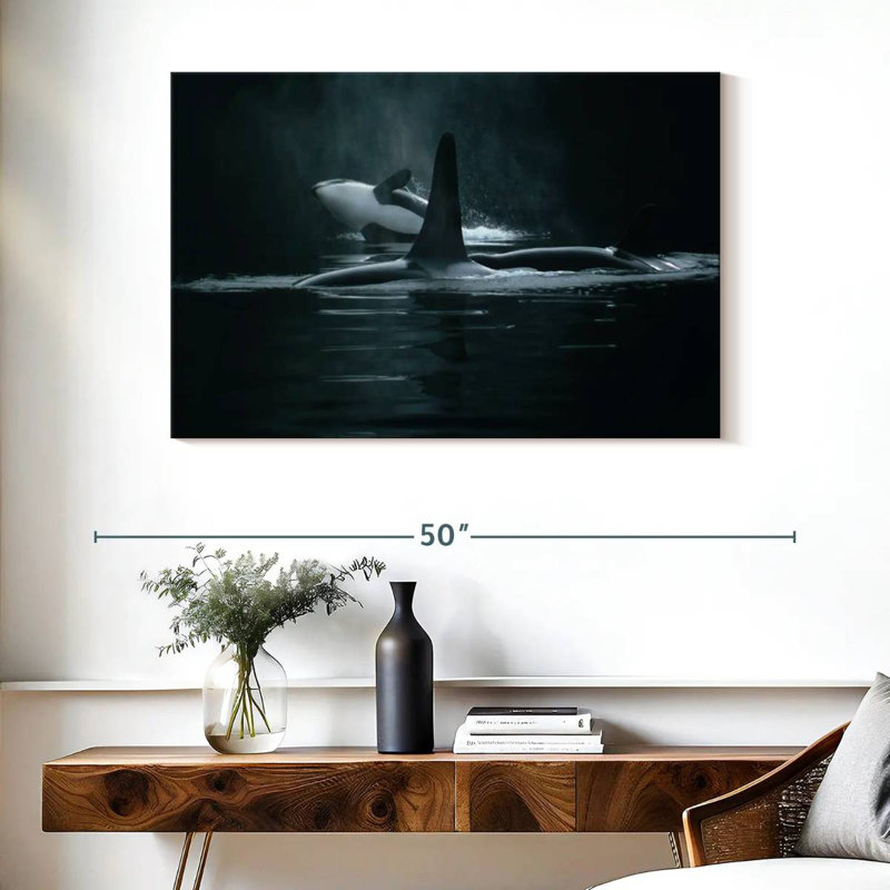 Brampt Swimming Orca Whales, 26" H x 39" W