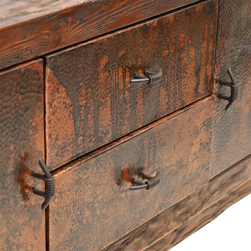 Buffet en cuivre et bois récupéré