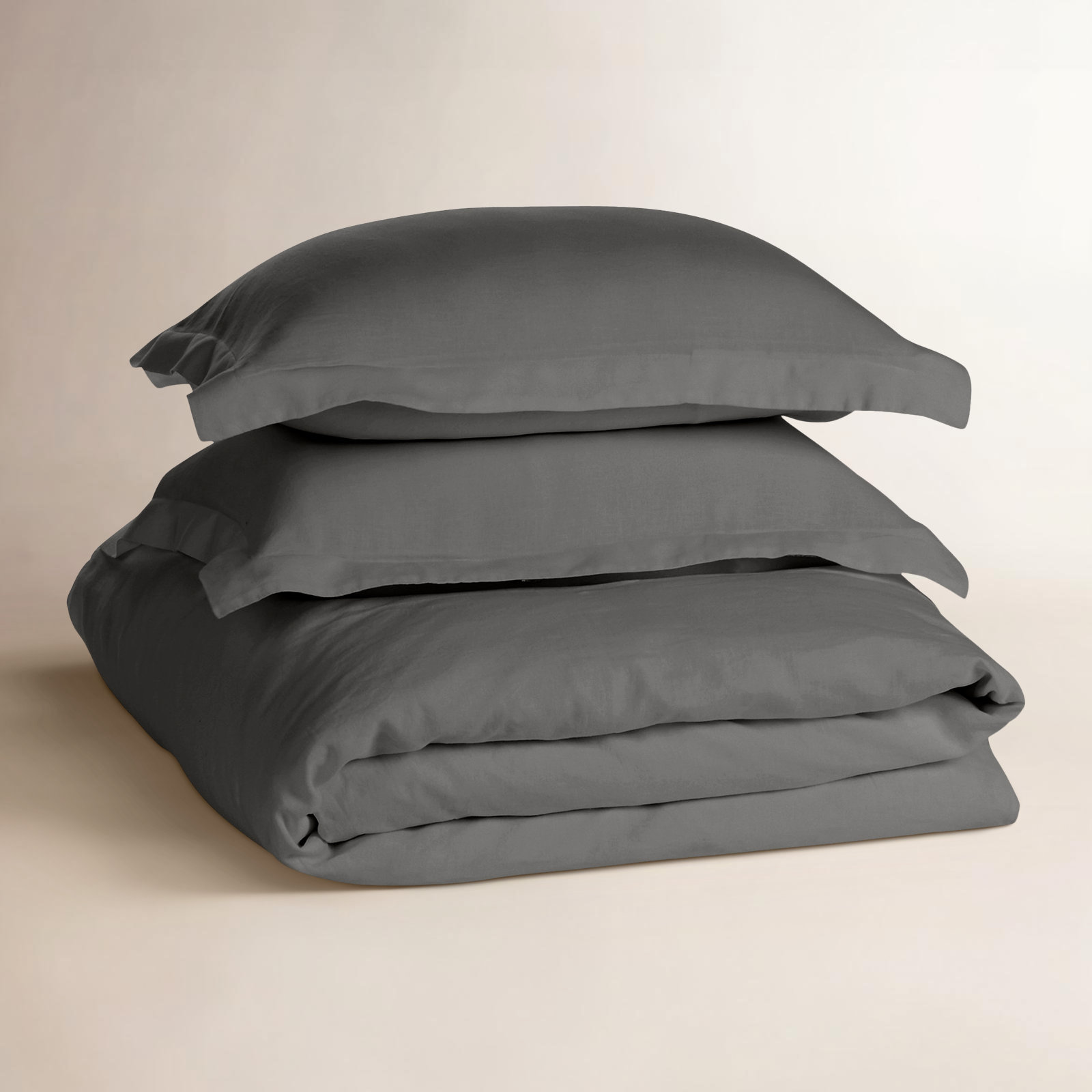Frazier Linen Duvet Cover Set, Slate Gray, King Duvet Cover + 2 King Shams