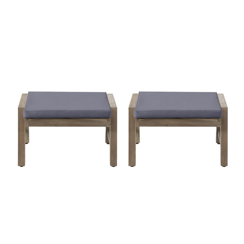 Repose-pieds d'extérieur avec coussin Ashveer, Gris foncé, gris