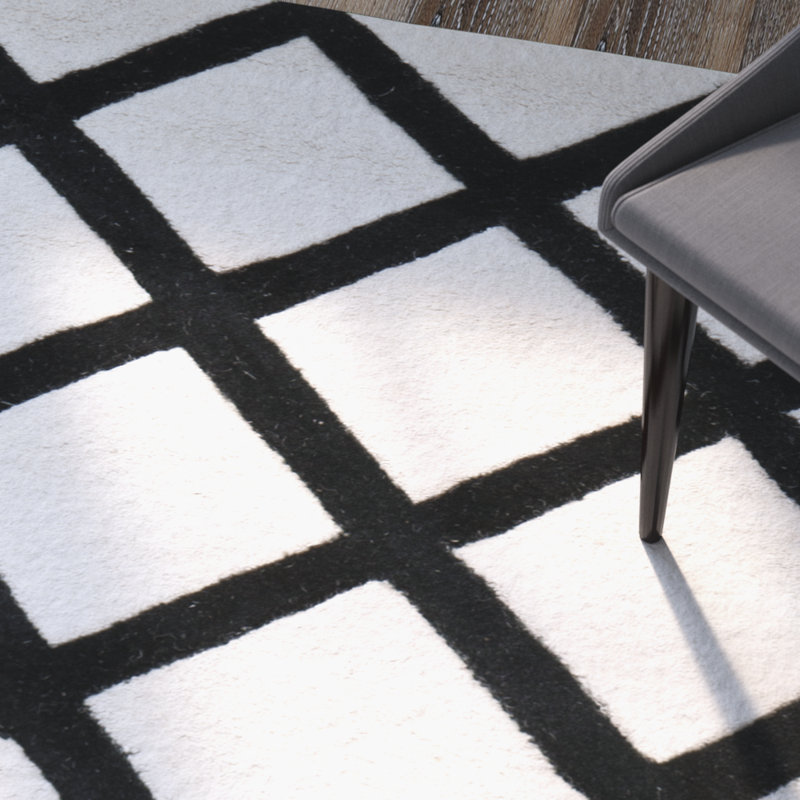 Tapis géométrique en laine touffeté à la main Teresita, Rectangle 4 pi x 6 pi