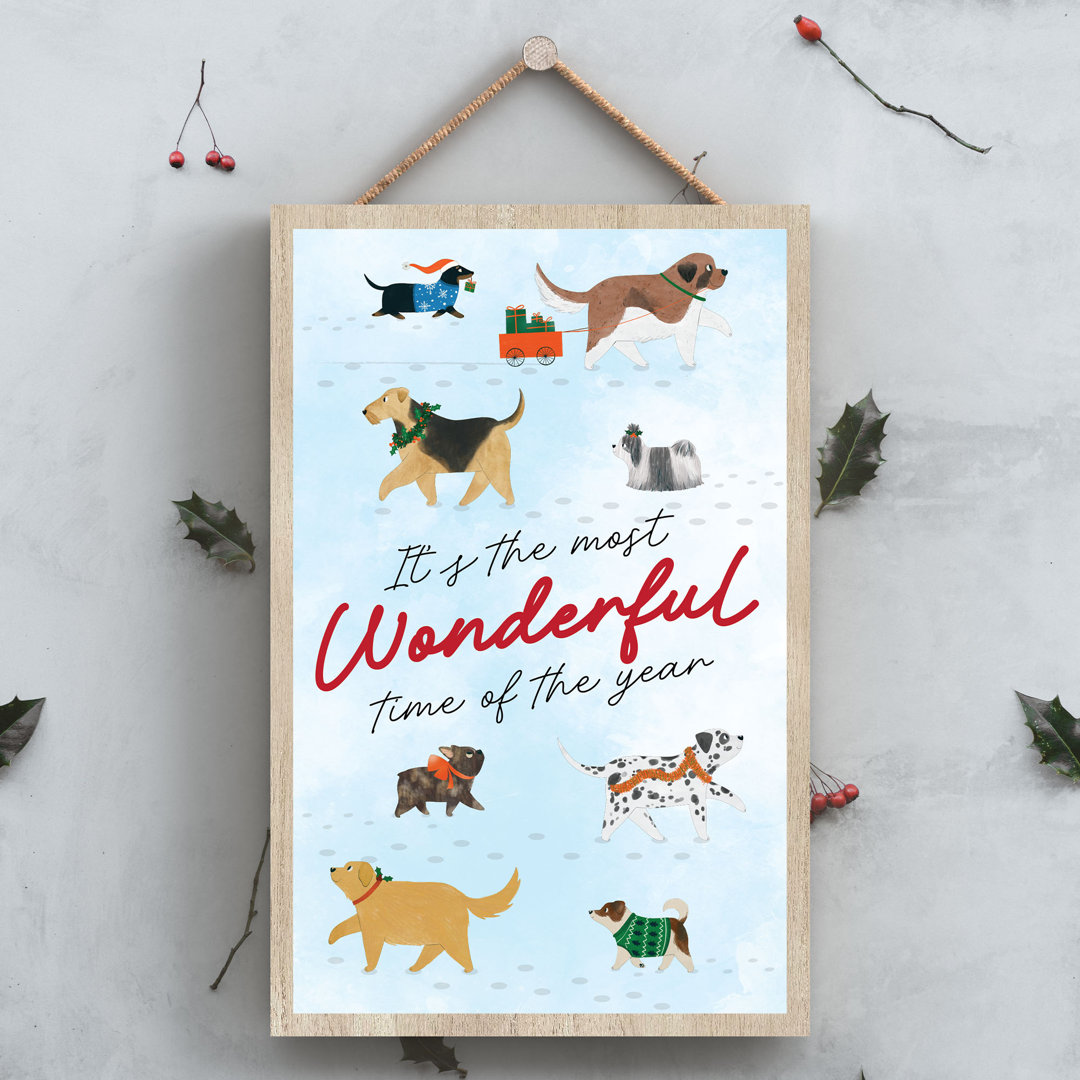 Wonderful Time Santa Paws Wooden Plaque Vivid Squid Wholesale Wall Decor