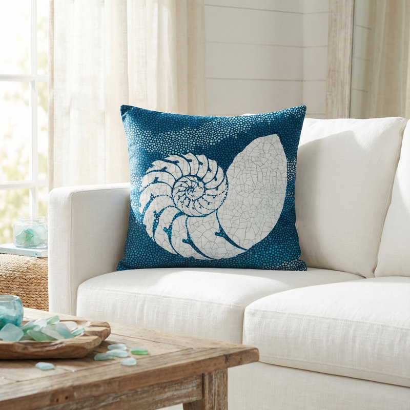  Coussin décoratif en velours «Sea Glass III»