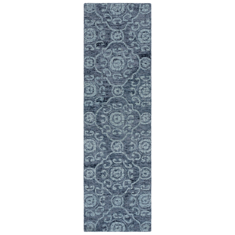 Sulema Hand Tufted Wool Damask Rug, Runner 2'3" x 8'