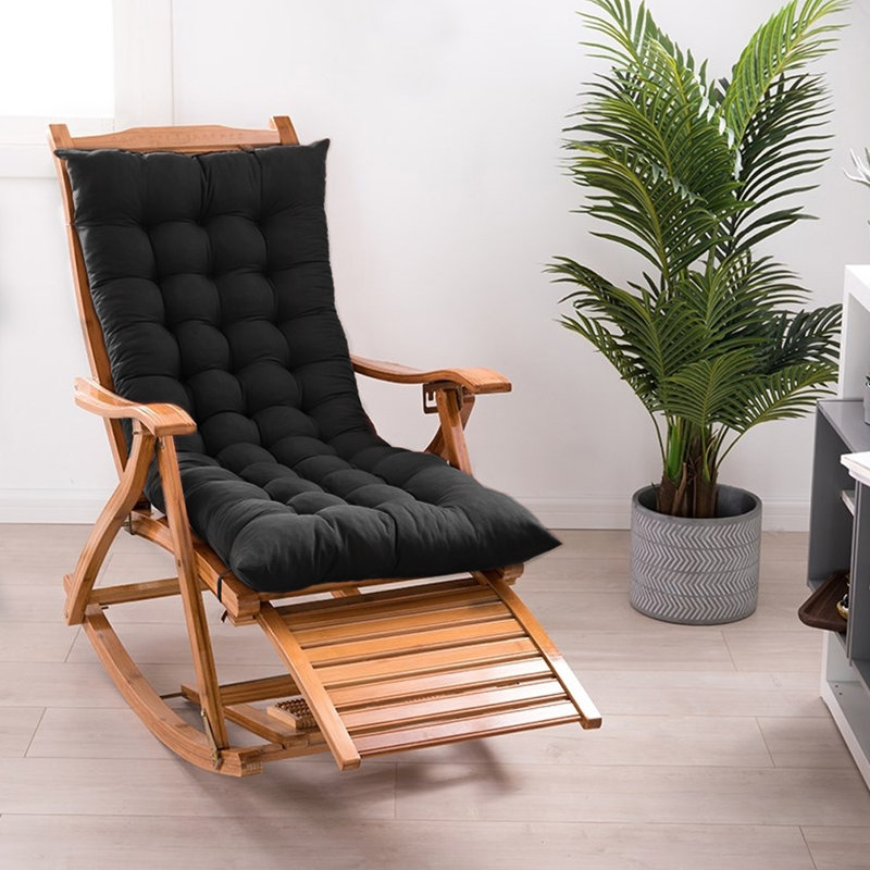 Indoor Outdoor Seat/Back Cushion, 8cm H x 125cm W x 48cm D, Black
