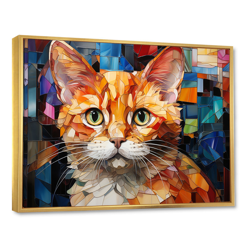 Abstrait Munchkin Marvel - Portrait de chat, impressions sur toile, H 34 po x l 44 po x P 1,5 po, Cadre flottant doré