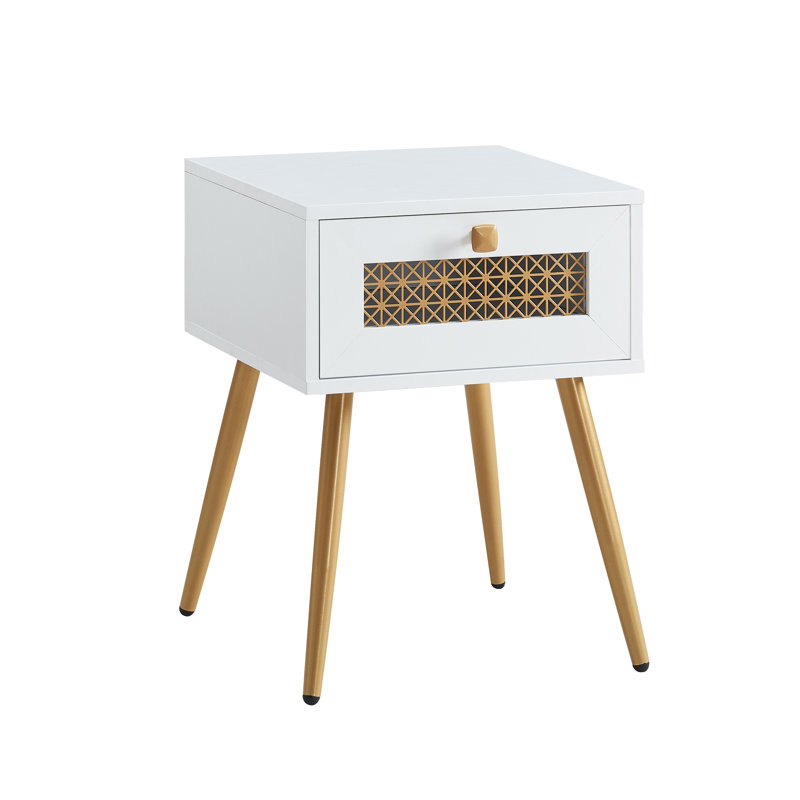 End Table With Storage, White