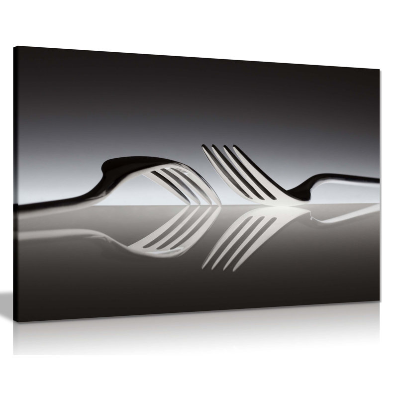 Up And Down Reflective Forks - Wrapped Canvas Print, 20cm H x 31cm W