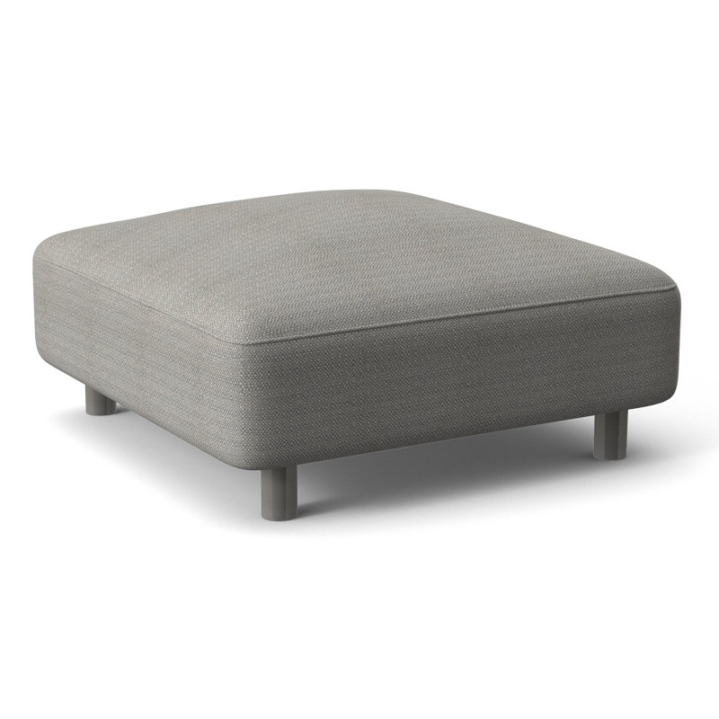 Avanni Outdoor Ottoman with Cushion, Light Grey Vinyl 6503-010, Silver