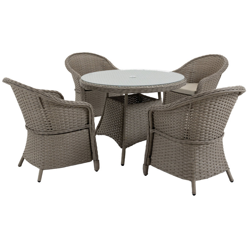 Templos 4 - Person Patio Dining Set with Round Table , Cushions Included
