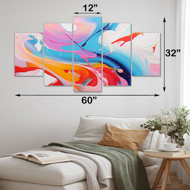 «Blue An Pink Paint Storm IV», toile d'art numérique à encre liquide abstraite