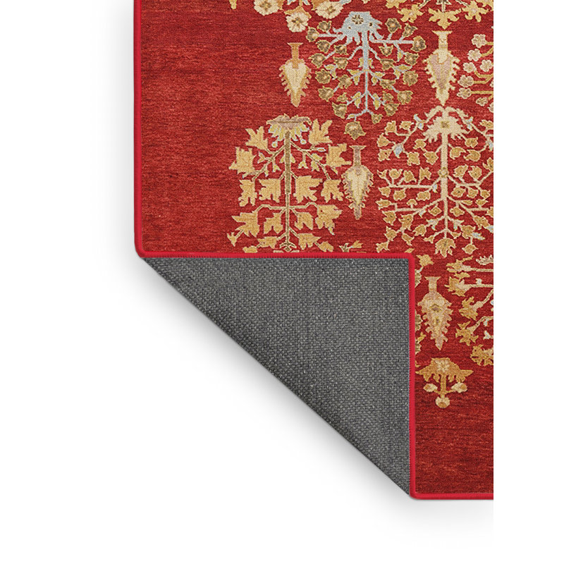 Tapis oriental rouge / jaune Mellville, Tapis de couloir 2 pi x 5 pi