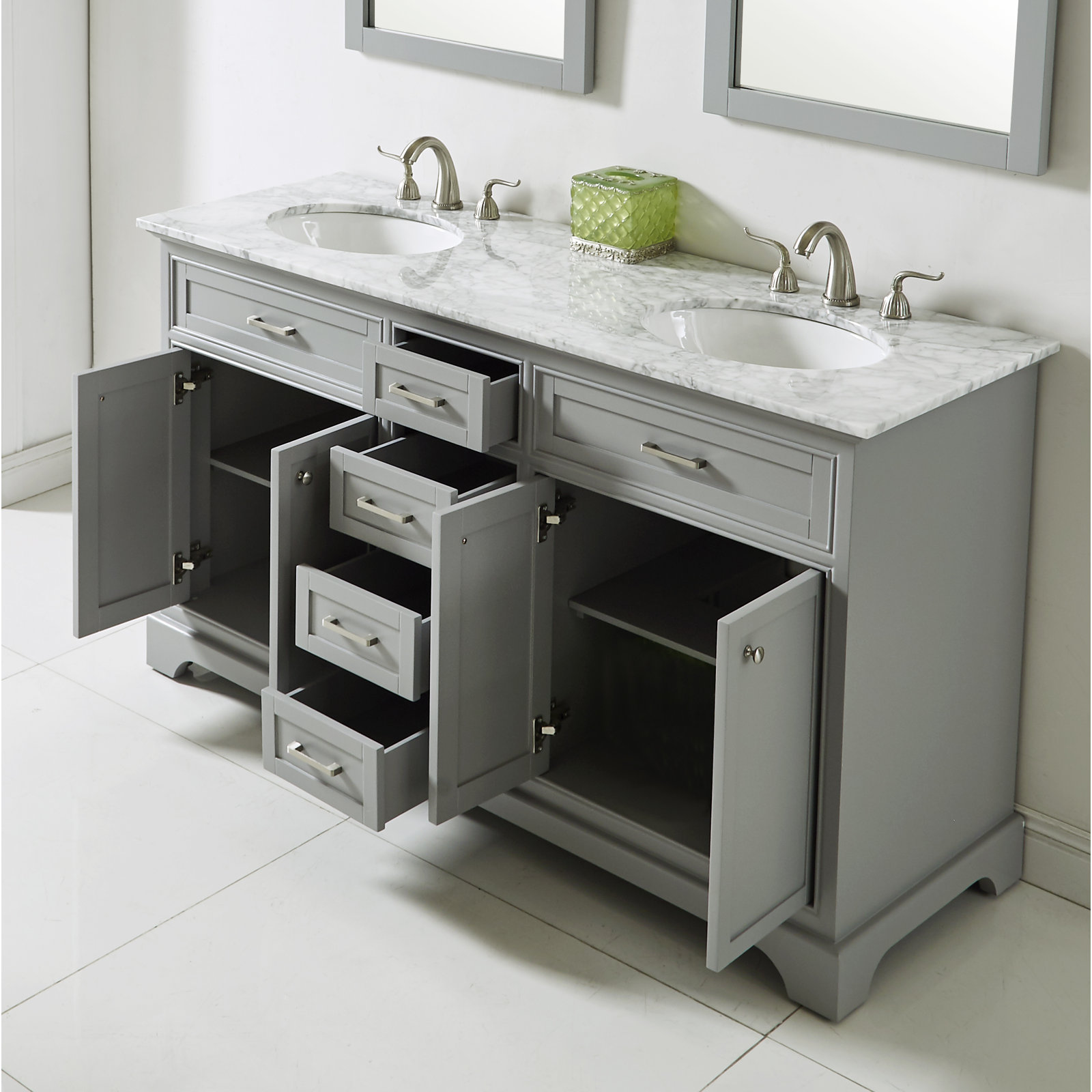 Hermes 60'' Double Bathroom Vanity, Light Gray
