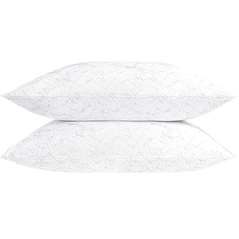 2 Pack Satin Marble Print Pillowcases, King Pillow Case with 2 Pillowcases, White Marbling