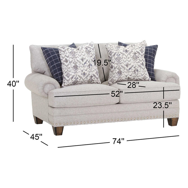 Hollowell 74" Recessed Arm Sofa with Reversible Cushions