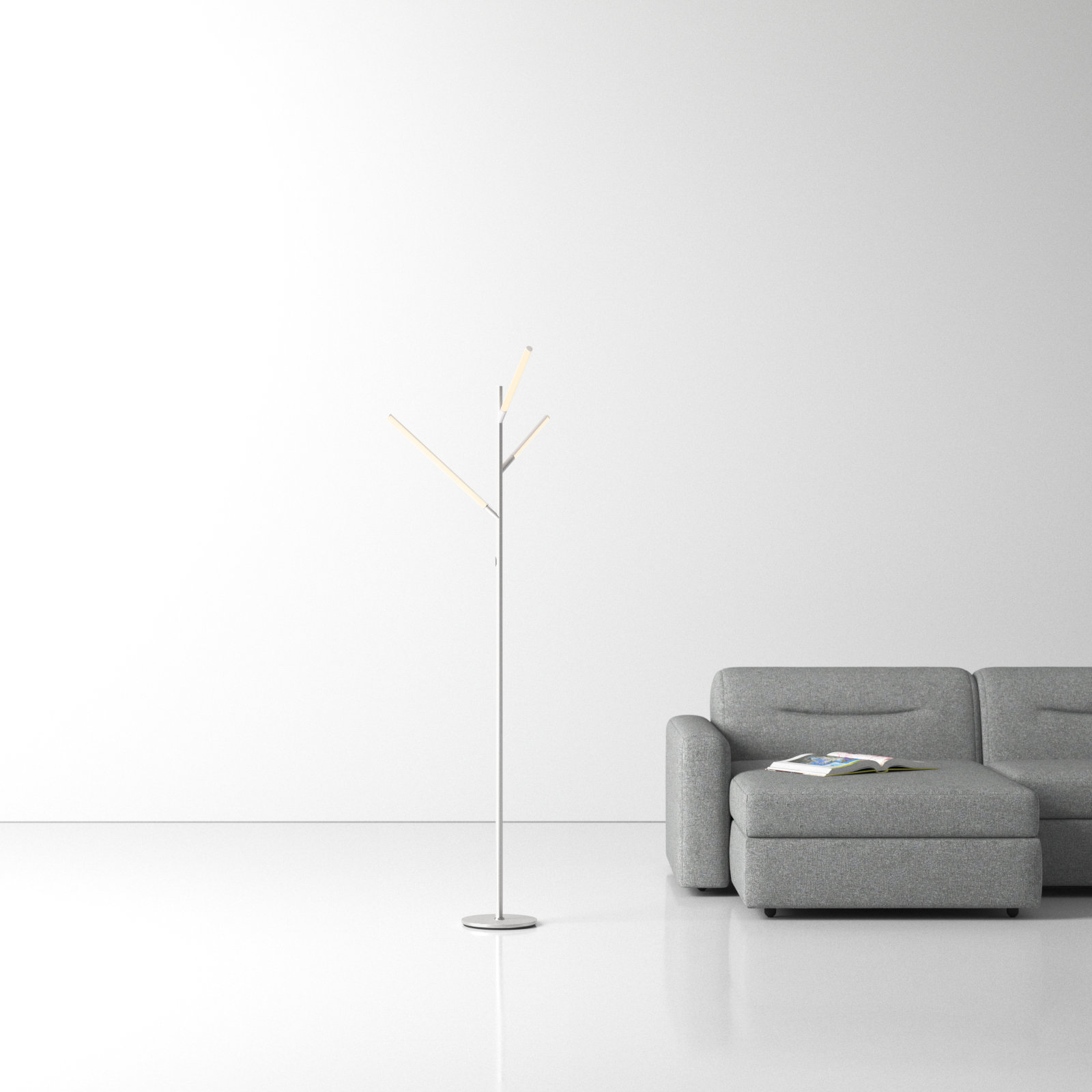 Rivera 74.5'' Dimmable Floor Lamp, Silver