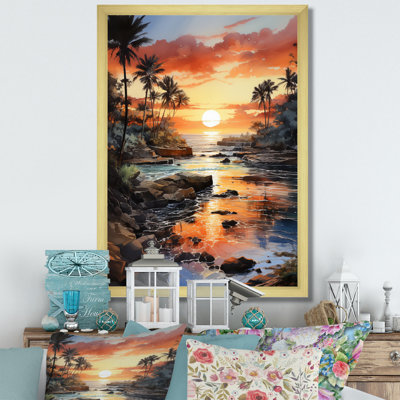 Dominicain, crépuscule tropical I - paysage et nature, art mural sur toile