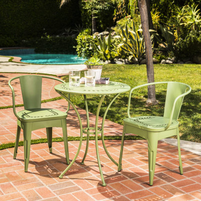 Chaises d'extérieur en fer 3 pièces Iron, H 29,5 po x l 24 po, P 33,4 lb, Water, 29,5 po x 24 po x 24 po, thermolaquée