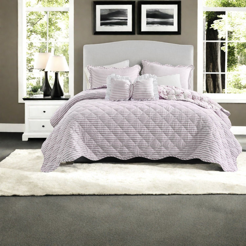Reversible King Bedding Sets, Soft Polyester Floral Farmhouse Home Quilt