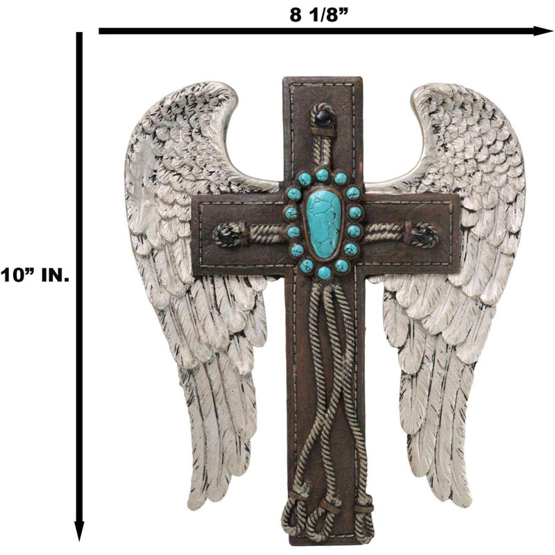 Croix murale en faux cuir Southwest Angel Wings