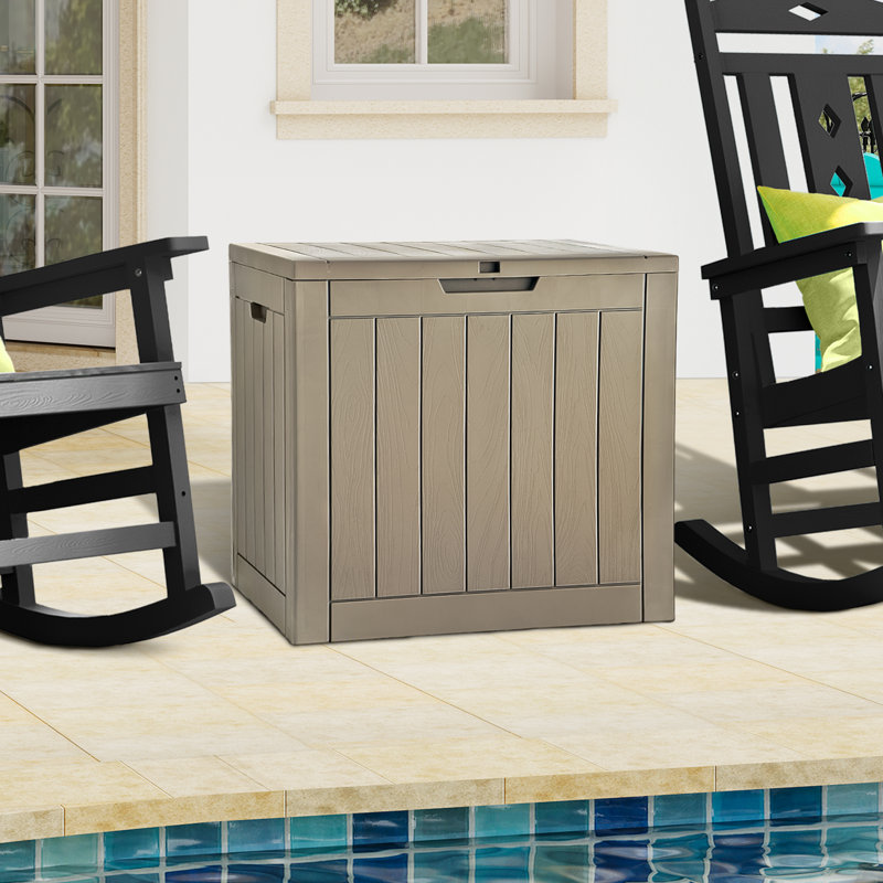Edrosie Inc 22'' W 32 Gallons Water Resistant Resin Lockable Deck Box, Gray