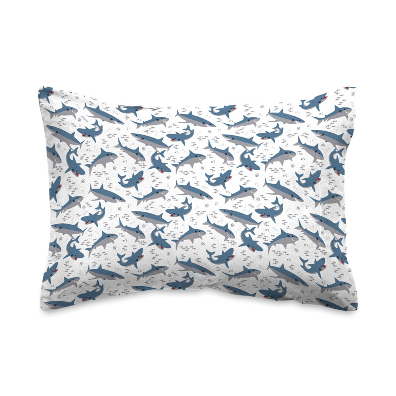Blue and White Shark Print Twin Microfiber Sheet Set