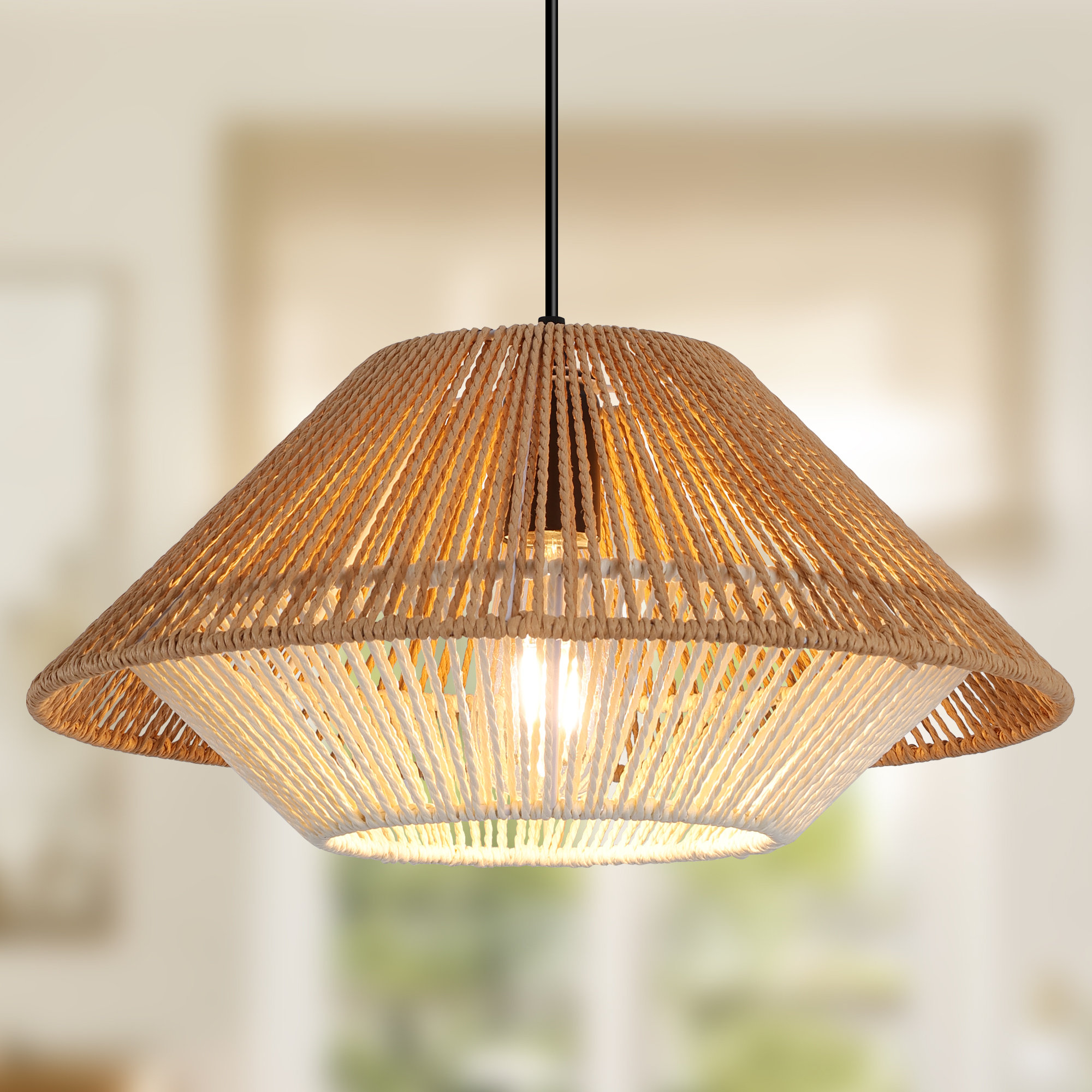 Bay Isle Home™ 1 - Light Rattan Farmhouse Cone Pendant Light | Wayfair