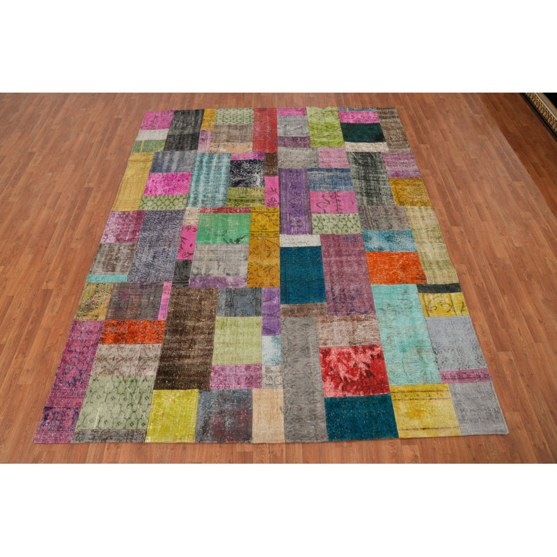 Geometric Patchwork Distressed Area Rug 8x10