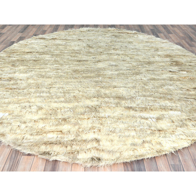 Tapis rond en laine biologique noué à la main 10 pi x 10 pi ivoire marocain 0068C5F68F91450681FFFD344168281D