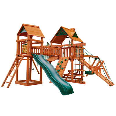 Pioneer Peak Swing Set with Clatter Bridge and Tire Swing - Professional Installation Available