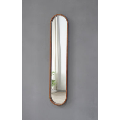 9.5X2x47.2" Decorative Rubber Frame Mirror With Elongated Oval Frame