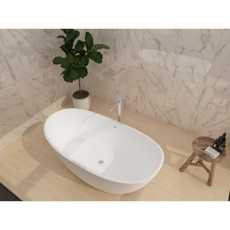 Baignoire de trempage autoportante 64 po x 33 po Manhattan, Blanc