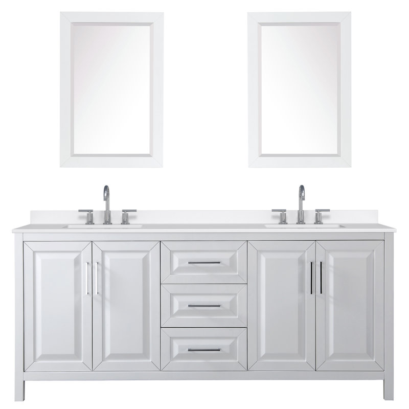 Daria 80'' W Vanity, Polished Chrome, White, Giotto Quartz