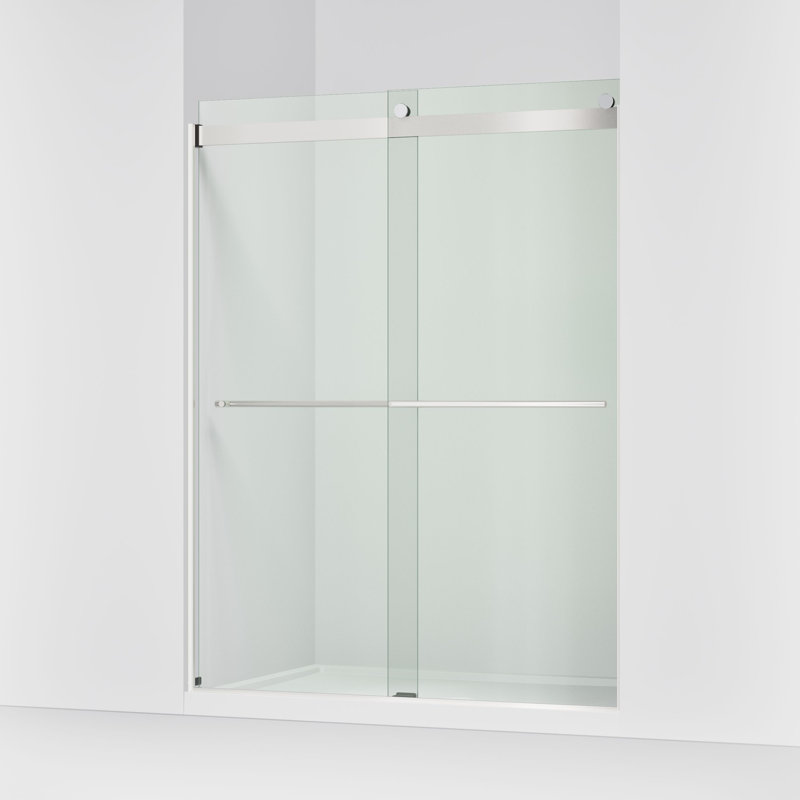 Levity Plus Less Sliding Shower Door, 77-9/16 In. H X 56-5/8 - 59-5/8 In. W, With 5/16 In.-Thick Crystal Clear Glass, Silver