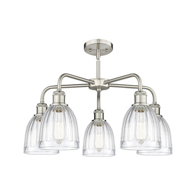 Poway 5 - Light Steel Dimmable Drum Chandelier
