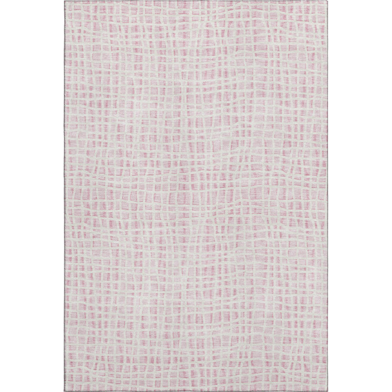 Premium Machine Washable Prisco Pink Rug, Rectangle 8' x 10'