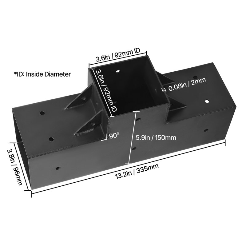 Ensemble de pergola, en forme de T 4 x 4 (3,5 po x 3,5 po), supports de pergola à 3 voies pour bricolage