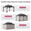 Pavillon de jardin 14 pi x 12 pi SUNJoy Kingston, pavillon en acier avec toit rigide et rideaux-115709165-115709164