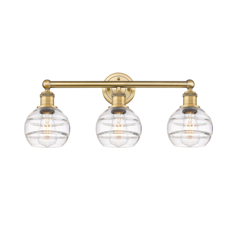 Éclairage pour meuble-lavabo 3 lumières Natick, Transparent, Laiton brossé
