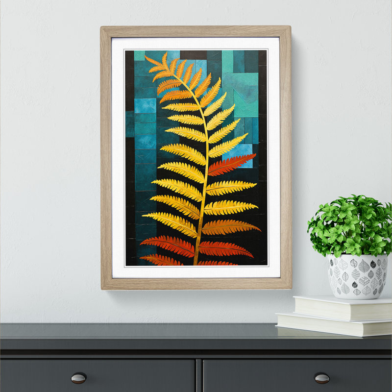 Fern Leaf Constructivism No.2 - Framed Print, 64cm H x 46cm W x 2cm D, Oak