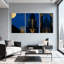 Abstrait art déco bleu et or, ensemble de 3 reproductions d'art sur toile-822522424