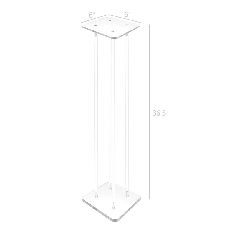 1" Rods Clear Riser Acrylic Transparent Plexiglass Pedestal Table Display Podium, 36" H x 6" W x 6"D