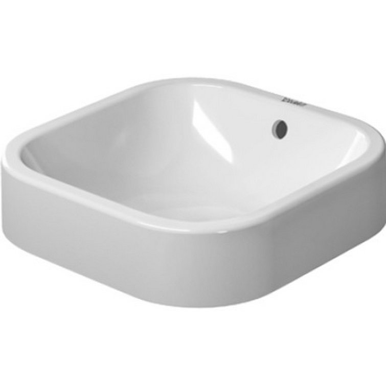 Happy D. Ceramic Square Vessel Bathroom Sink with Overflow
