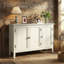 Buffet à 3 portes de 47,2 po de largeur, blanc grisâtre et bohémien